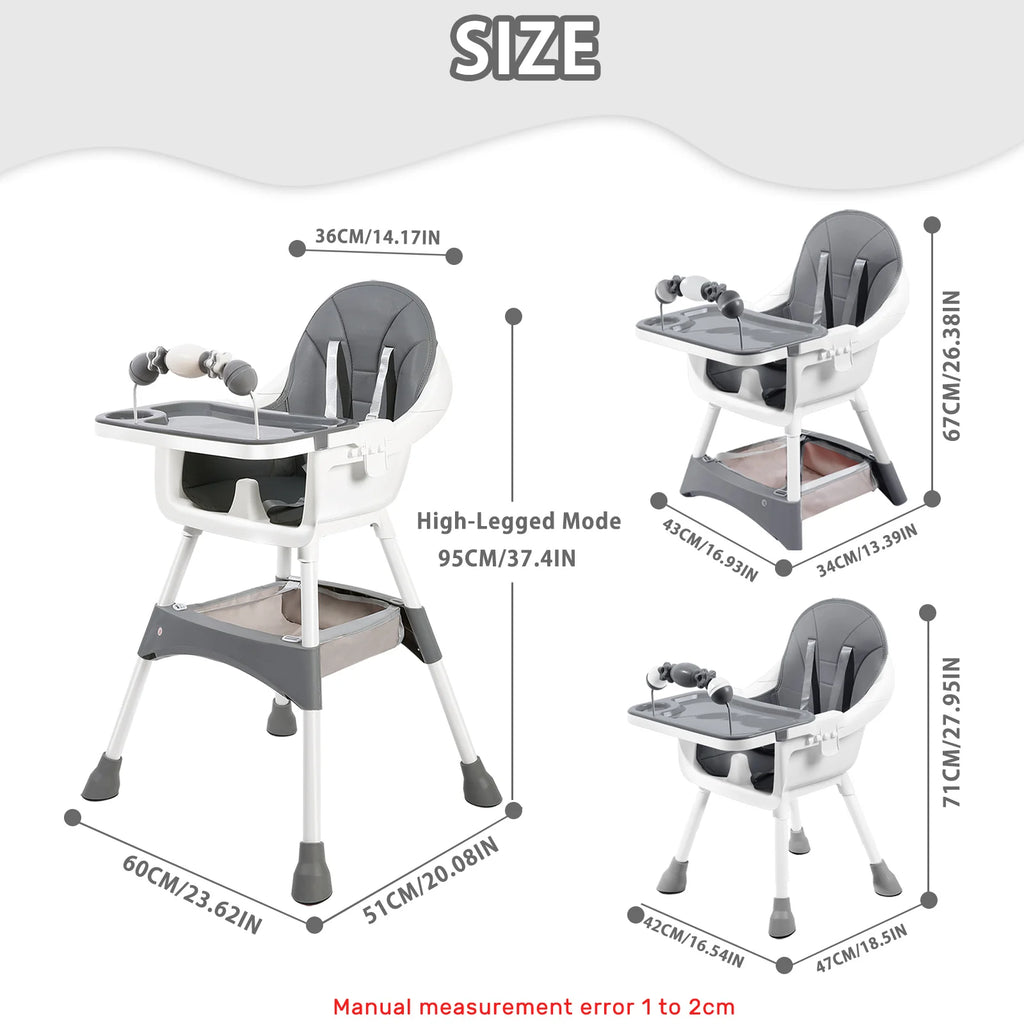Baby High Chair – Convertible Toddler Dining Chair with Detachable Tray