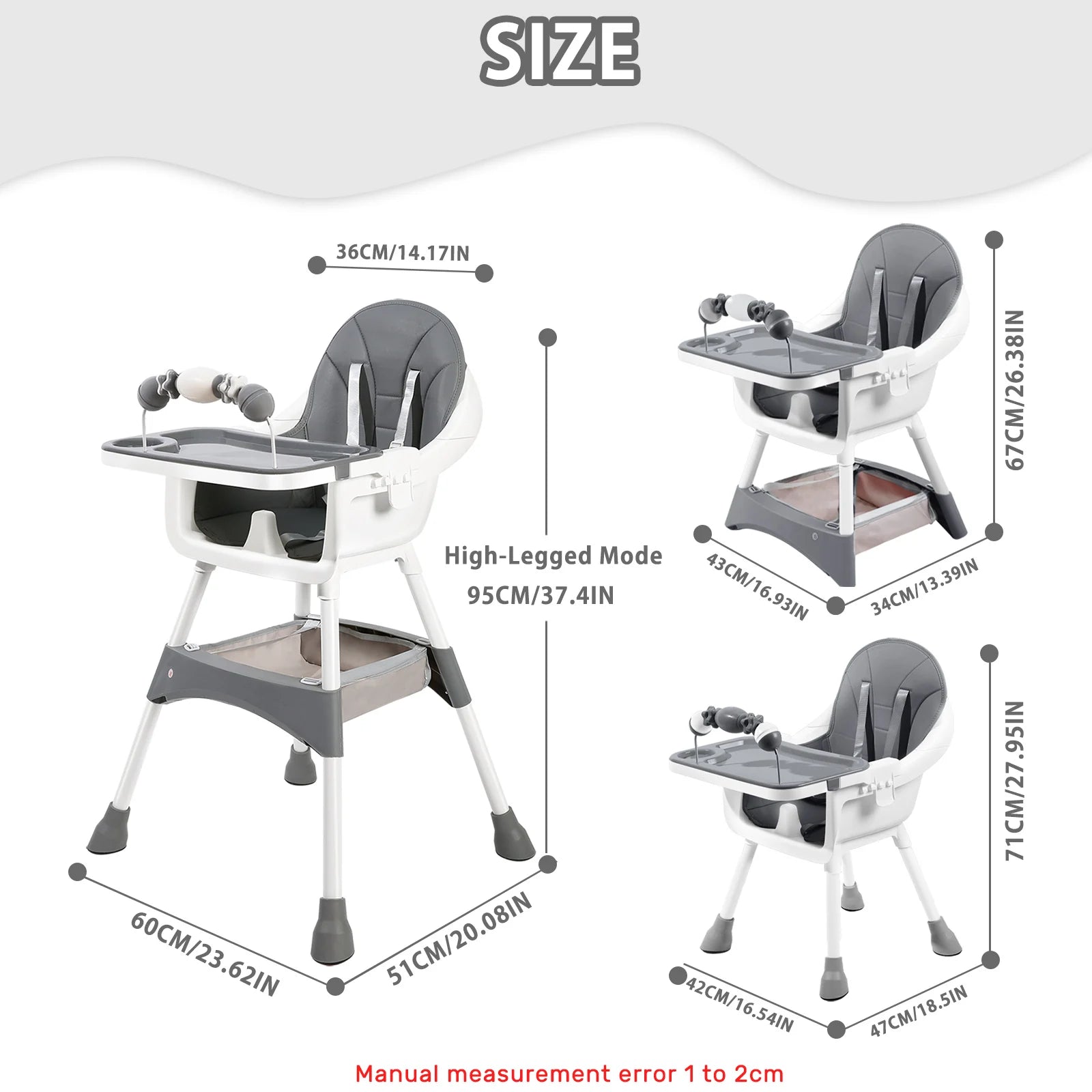 Baby High Chair – Convertible Toddler Dining Chair with Detachable Tray