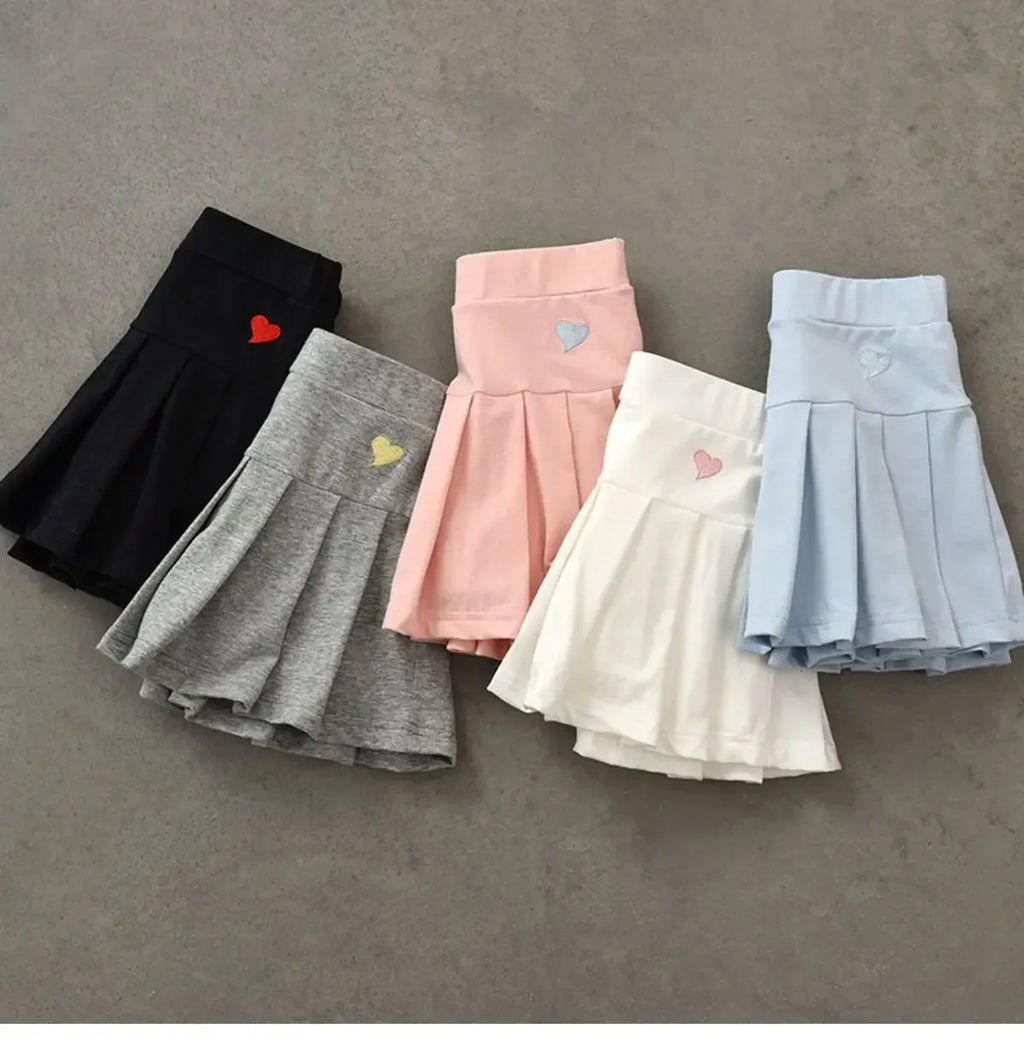 Girls Pleated Skirt with Built-In Safety Shorts