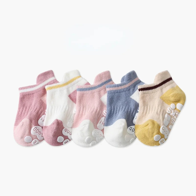 5 Pairs Non-slip Baby Socks Cotton Kids Boy Baby Toddler Girls Summer Children's Socks Winter Spring 0-8 Years Old
