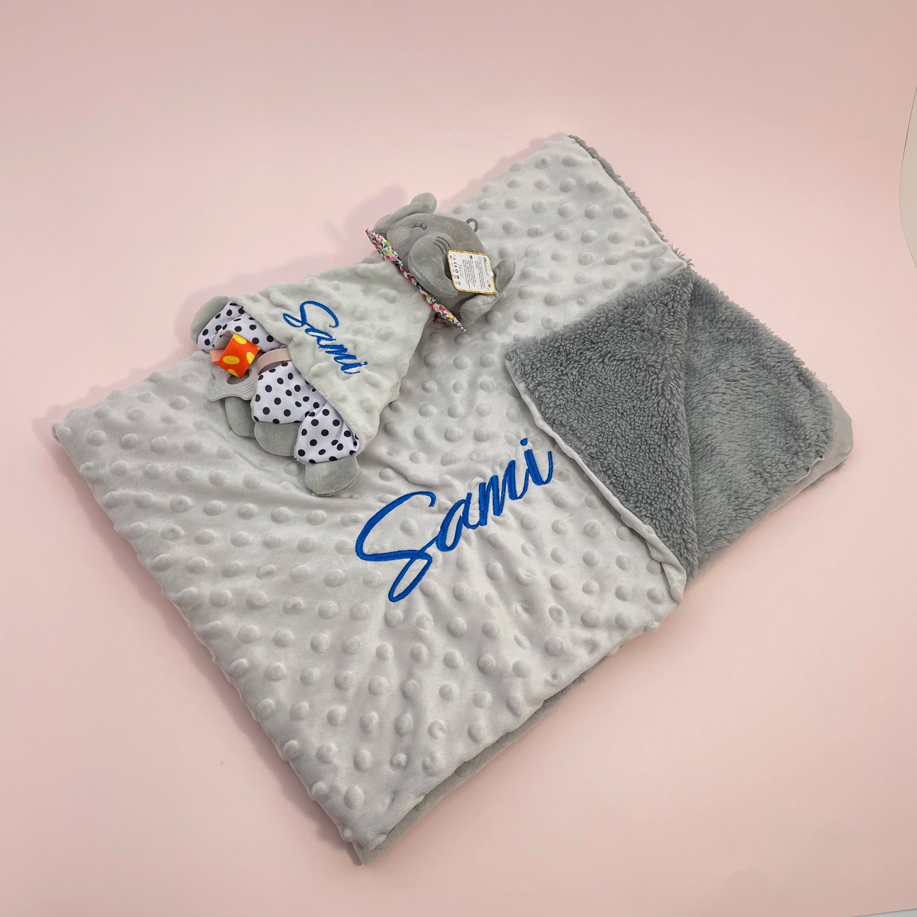 Personalised Soft Plush Baby Blanket with Name – Custom Newborn Gift