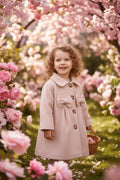 Baby Girls Beige Bow Coat | Long Sleeve Winter Jacket 6M–3Y