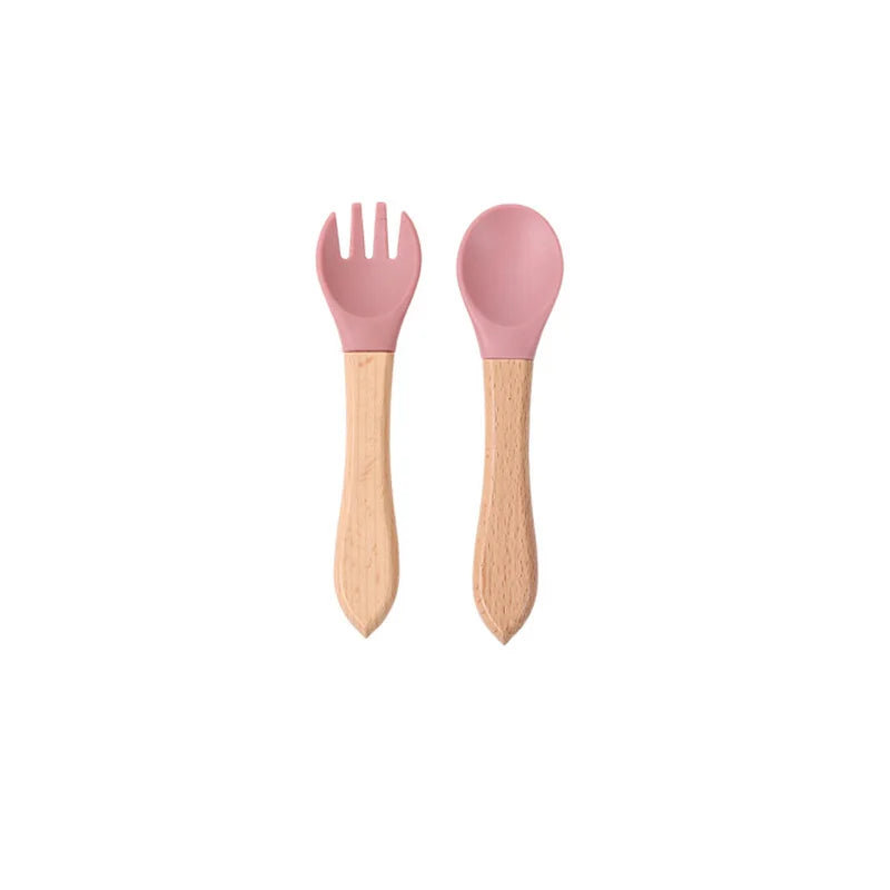 Children's silicone tableware set Baby Complementary Food Training 1/2/3/5PCS Set Sucker Bowl Bib Cup Fork Spoon Set Maternal