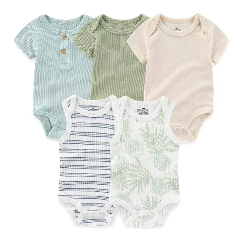 Baby Bodysuits 5-Pack - Cotton Short Sleeve