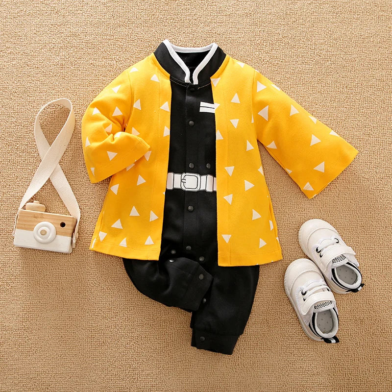 Baby Cartoon Cape-Style Romper – 100% Cotton Unisex Bodysuit | 0–18M