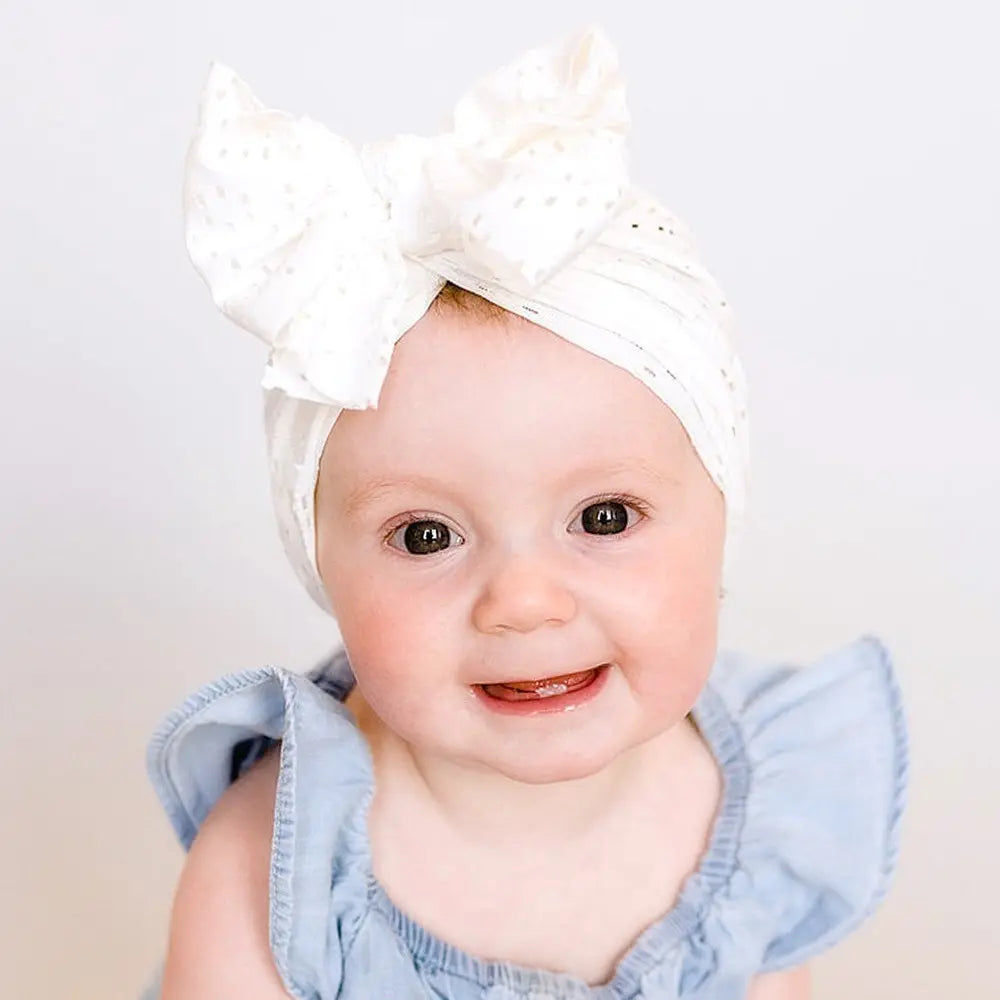 3-Pack Baby Breathable Cotton Caps – Bow Bonnet Set | White, Pink & Green