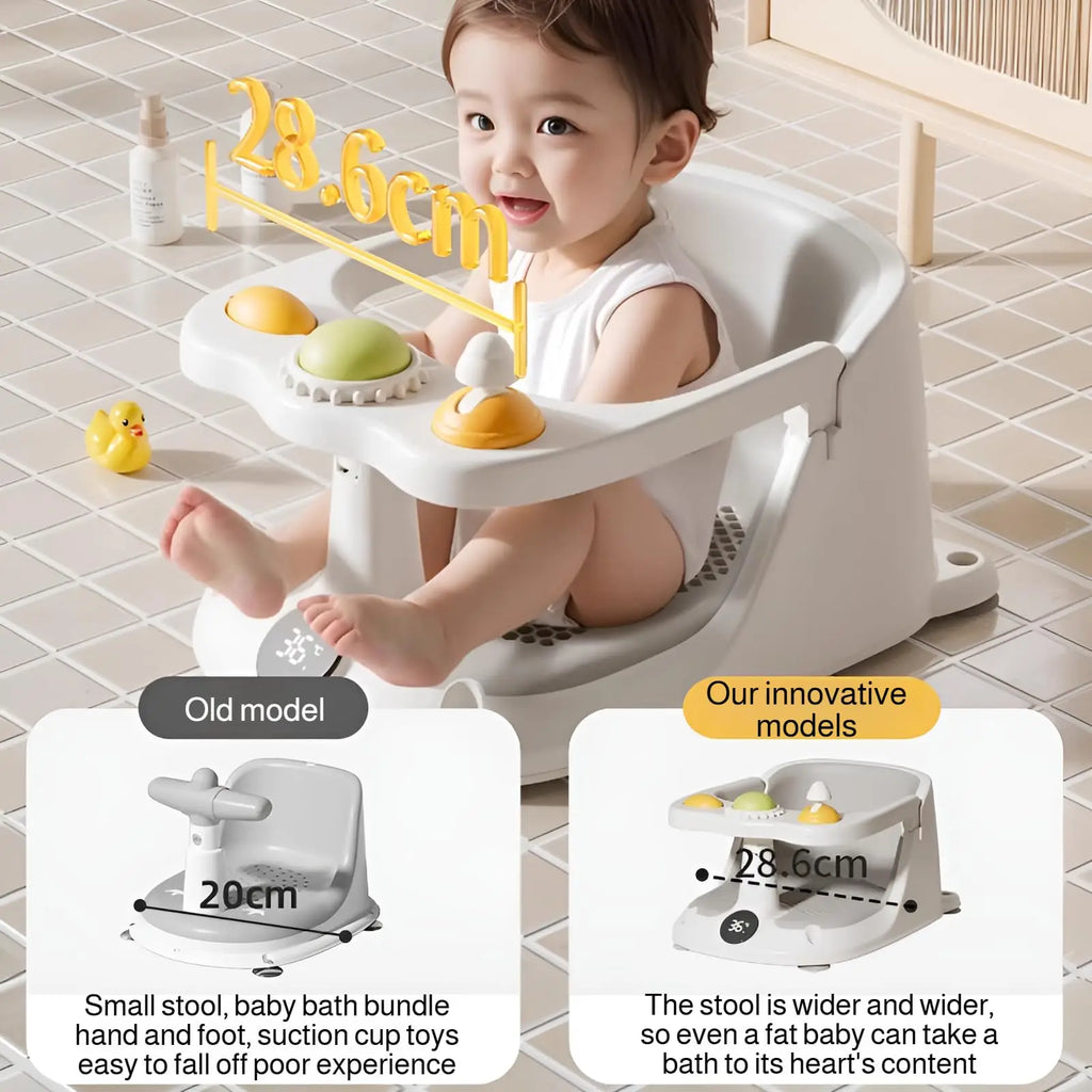 Baby Bath Seat 0–36 Months | Non-Slip with Temperature Sensing