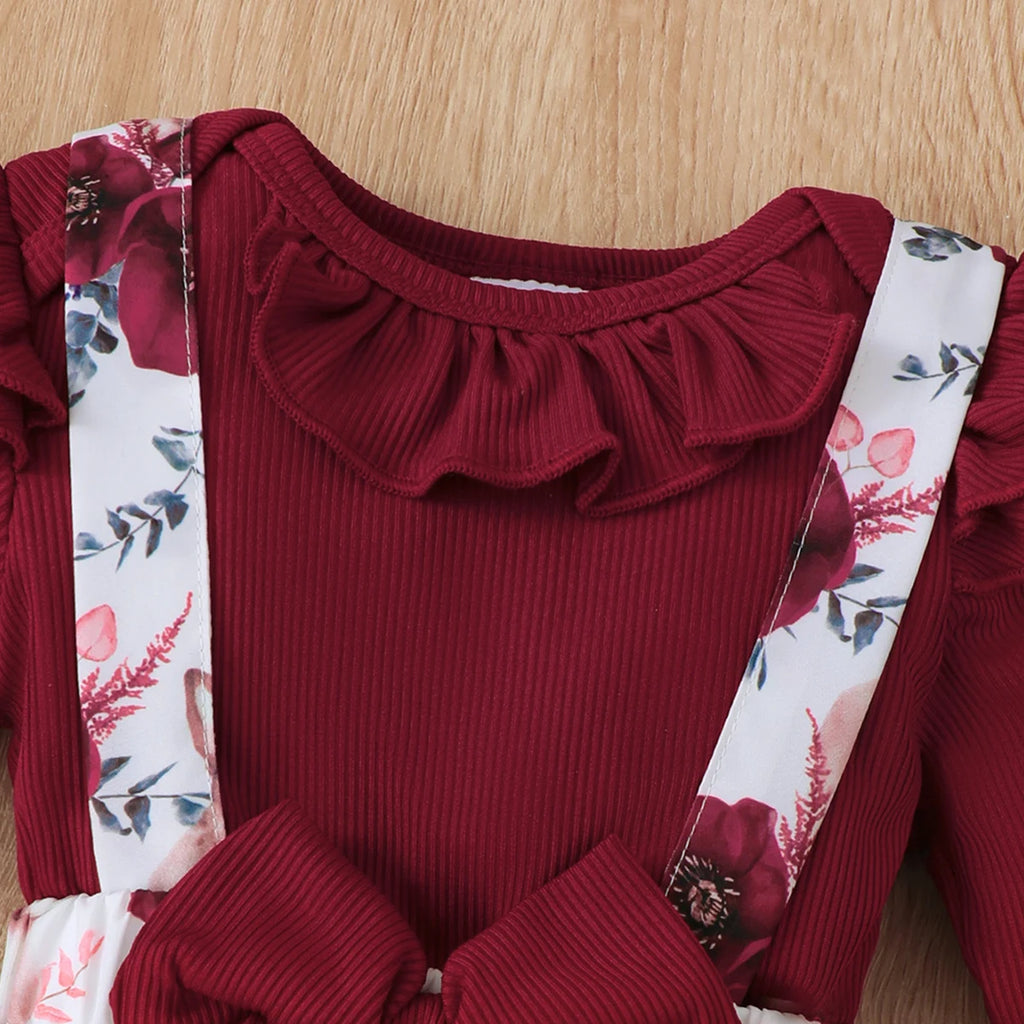 Baby Girl 3-Piece Floral Set | Top, Strap Pants & Headband