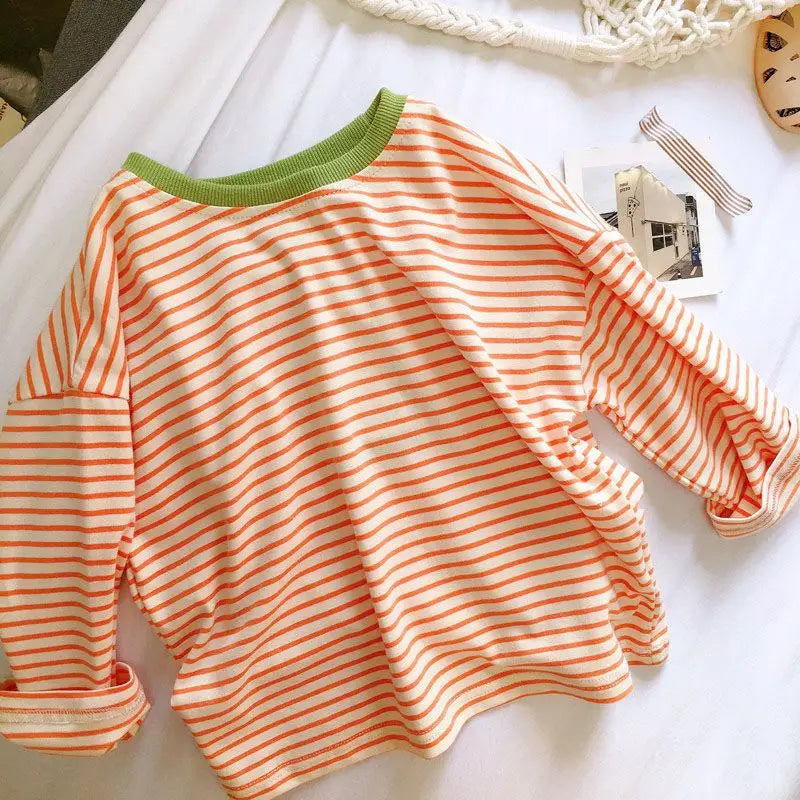 Kids Striped Long Sleeve T-Shirt – Pure Cotton Unisex Baby & Toddler Top