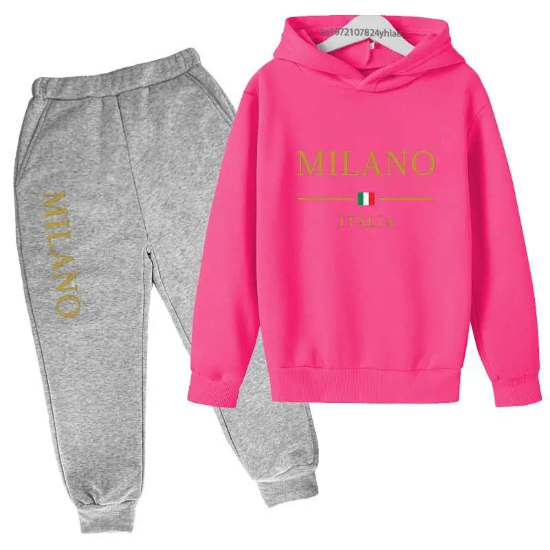Kids Fashion Letter Print Hoodie & Pants Tracksuit (2-13 Years)