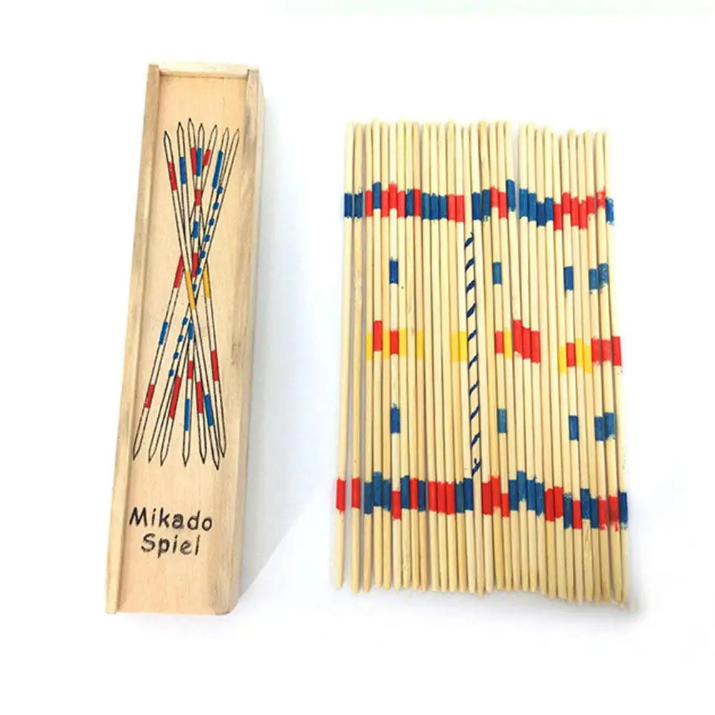 Wooden Mikado Pick Up Sticks Game Set with Storage Box