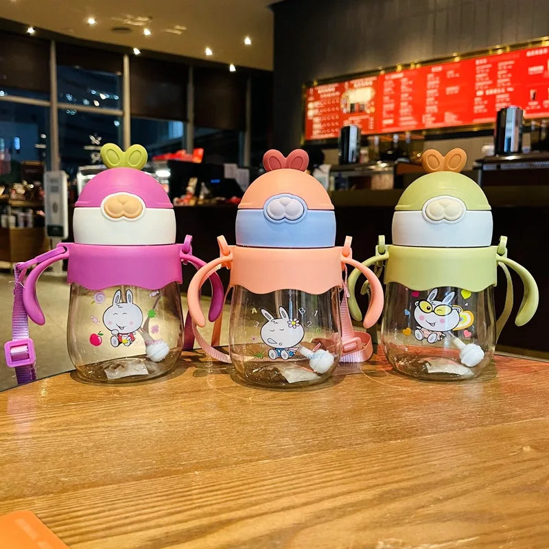 450ML Baby Feeding Cup with Straw Children Learn Feeding Drinking Bottle Kids Training Cup with Straw