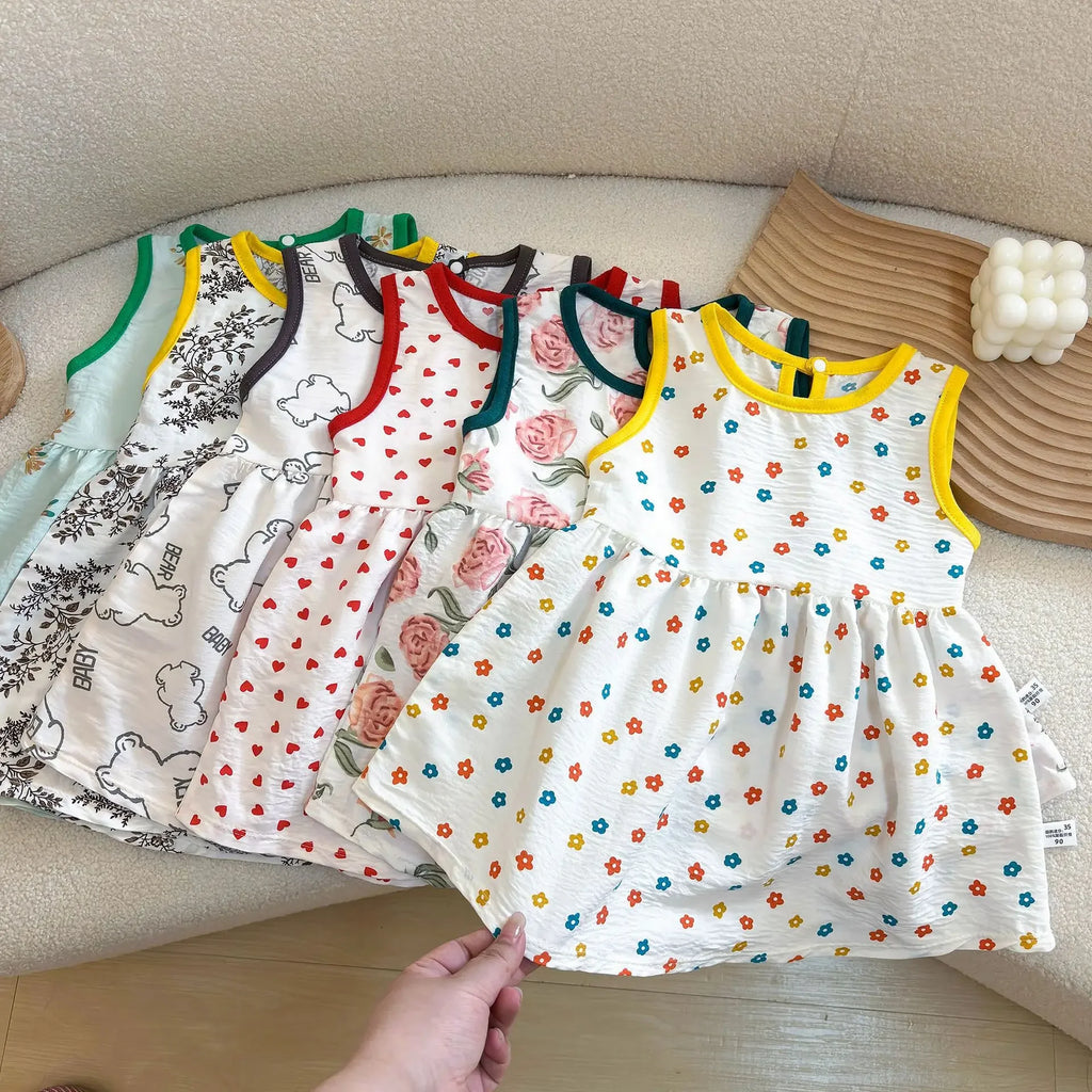 Baby Girl Printed Sleeveless Princess Dress