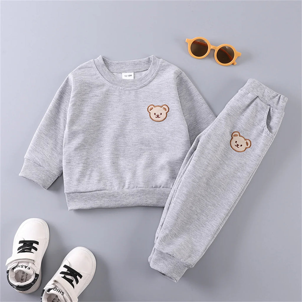 Baby Bear Embroidered Hoodie & Joggers Set