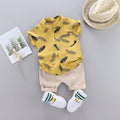 Baby Summer Feather Print Shirt & Shorts Set