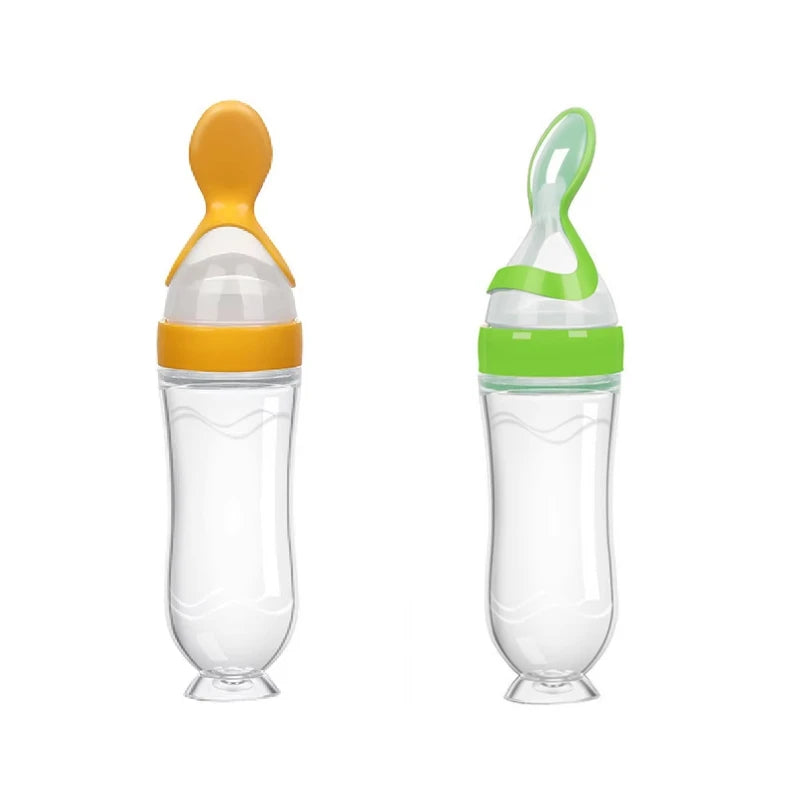 90ML Safe Newborn Baby Feeding Bottle Toddler Silicone Squeeze Feeding Spoon Milk Bottle Training Feeder Food Supplement Tools
