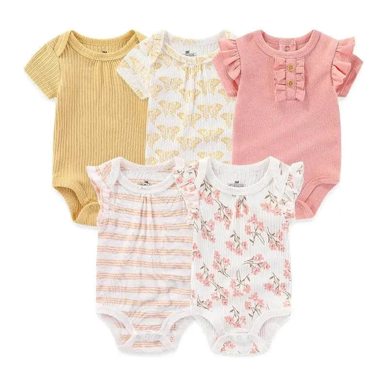 Baby Bodysuits 5-Pack - Cotton Short Sleeve
