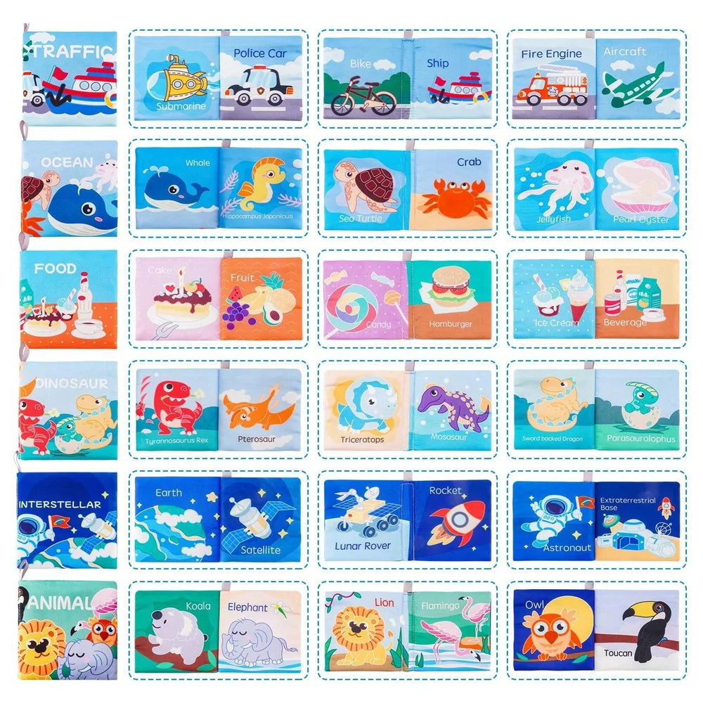 Soft Baby Crinkle Book Set, Bath Books,Nontoxic Fabric Soft Cloth Books for Babies,Early Education Toys Giftable