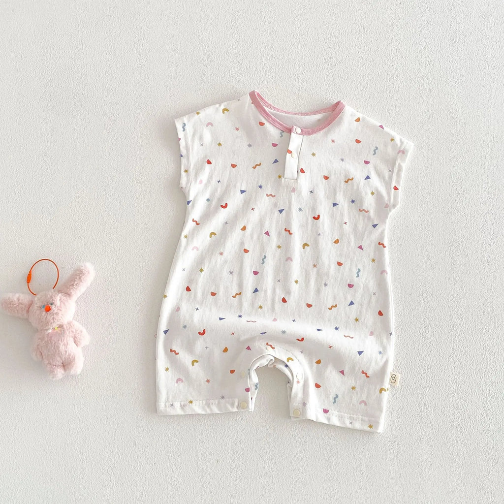 Baby Cartoon Print Summer Romper | Sleeveless Snap Bodysuit 3–24M