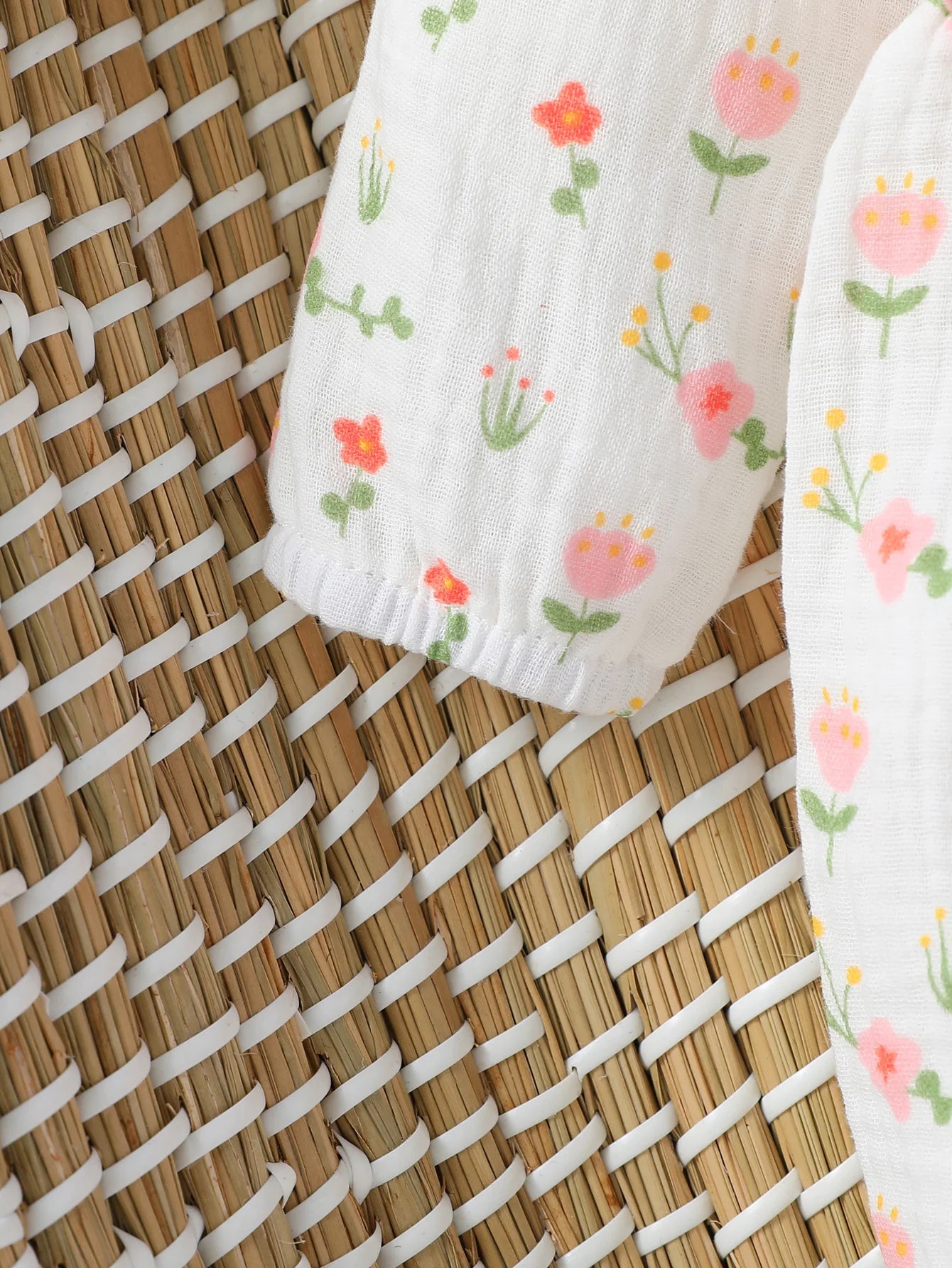 Baby Girl's All Seasons Long Sleeve Print Floral With Bow Daily Jumpsuit For Newborn-6M Clothes +Headband