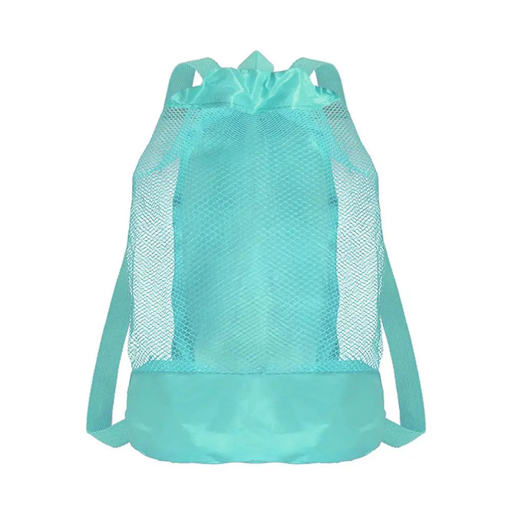 Kids Large Mesh Beach Bag – Foldable Drawstring Backpack for Sand Toys