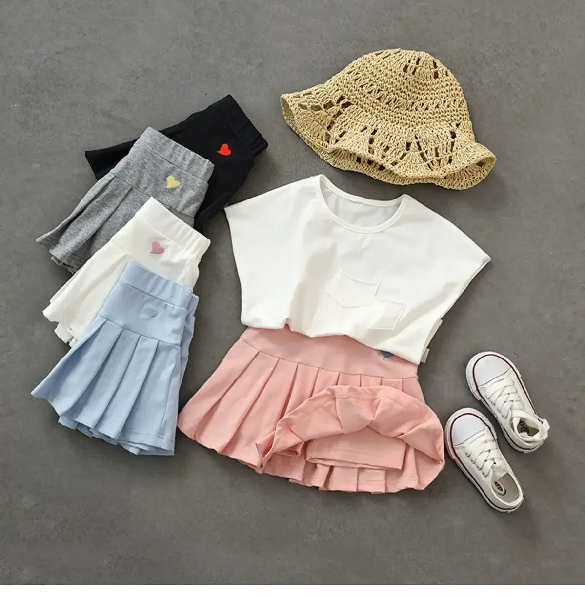 Girls Pleated Skirt with Built-In Safety Shorts