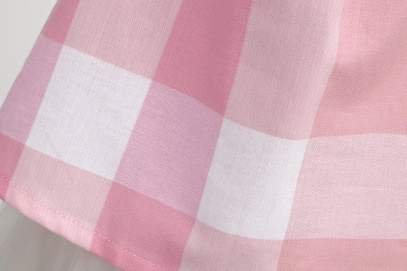 Girls Plaid Summer Dress with Sash (4-8Y)