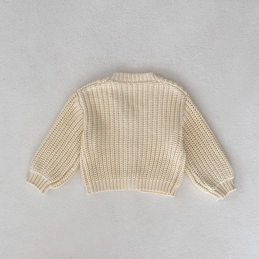 Baby Girl Soft Knit Cardigan – Long Sleeve V-Neck Cotton Coat | 3M–5Y