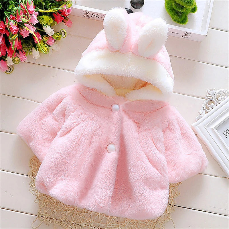 Baby Girls Rabbit Ear Fleece Cape | Autumn Winter | Ages 0–2