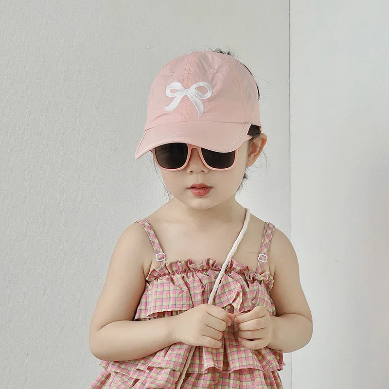 Girls' Sun Hat | Adjustable Baseball Cap with Bow | UV Protection | Ages 2–8
