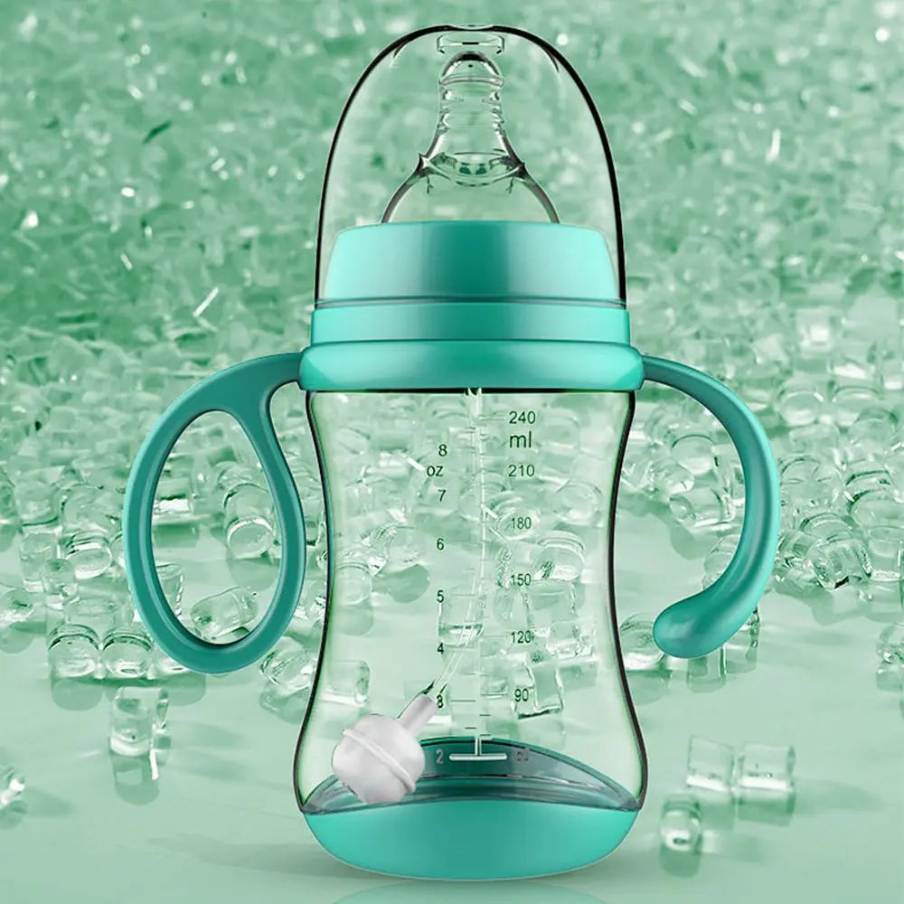 PP Plastic SIlicone Fruit Juice Baby Feeding Newborn Feeder Baby Bottle with Grip Nursing Care Nipple Milk Bottles BPA-free