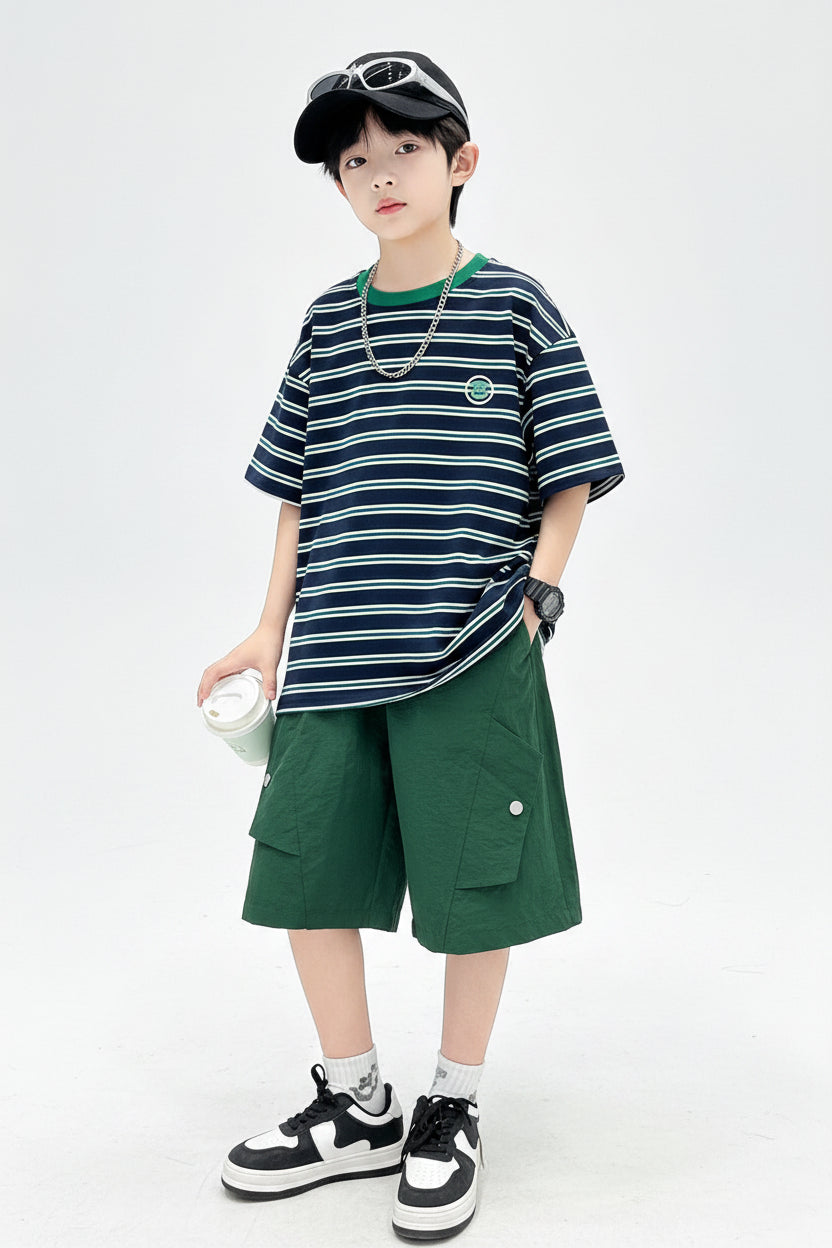 Boys Summer Outfit Set | Cotton T-Shirt & Shorts for Kids & Teenagers