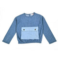 Boys summer denim long sleeve tee with contrast pocket
