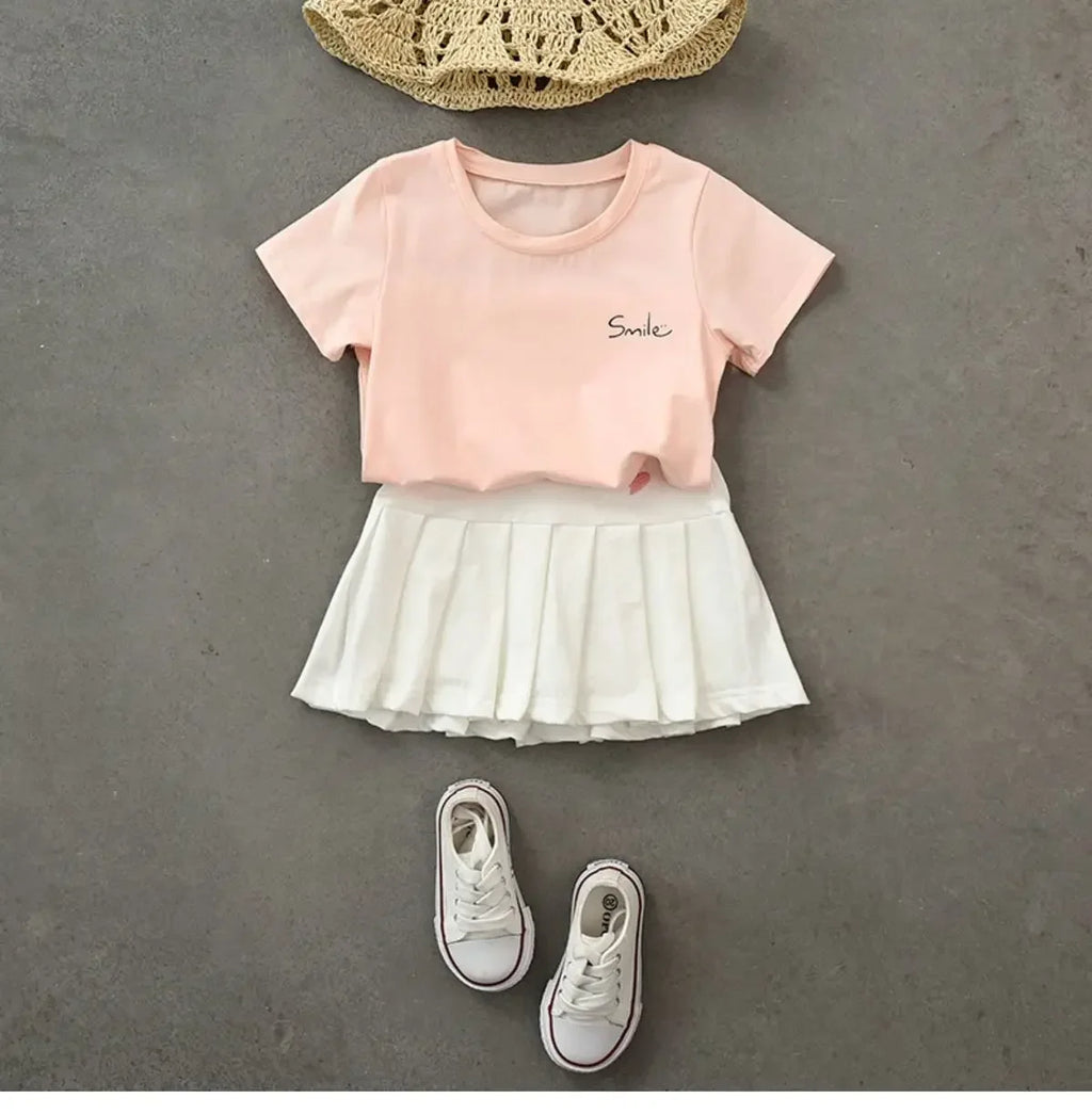 Girls Pleated Skirt with Built-In Safety Shorts