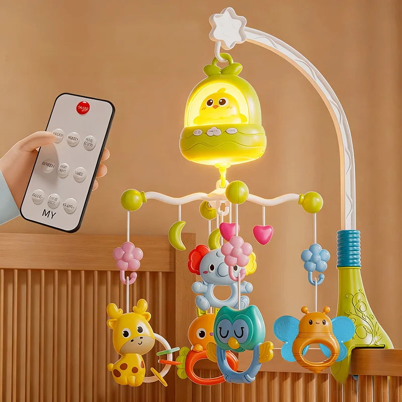 360° Musical Baby Crib Mobile Rotating Night Light Bed Bell Toy Four Speed Timming Hanging Infant Newborn Rattle Bedside Gift