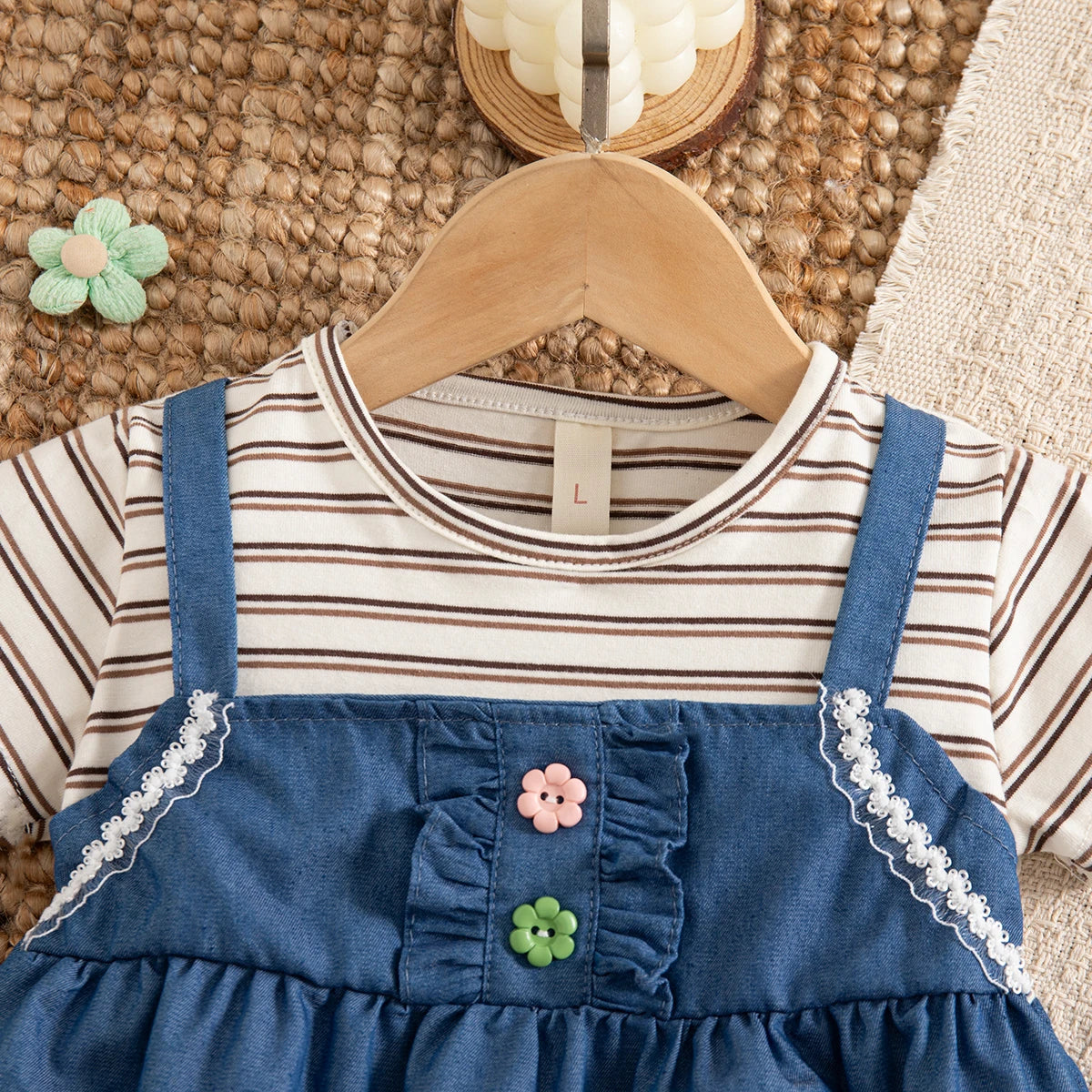 Baby Girls Summer Dress – Striped Cotton Short Sleeve Casual Dress