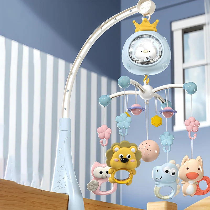 360° Musical Baby Crib Mobile Rotating Night Light Bed Bell Toy Four Speed Timming Hanging Infant Newborn Rattle Bedside Gift