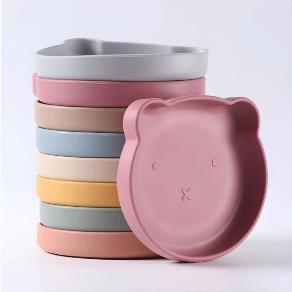 Silicone tableware set children cartoon dinner plate water cup fork spoon baby auxiliary food bowl baby silicone bowl