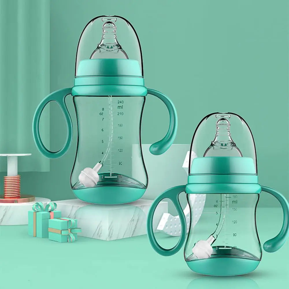 PP Plastic SIlicone Fruit Juice Baby Feeding Newborn Feeder Baby Bottle with Grip Nursing Care Nipple Milk Bottles BPA-free