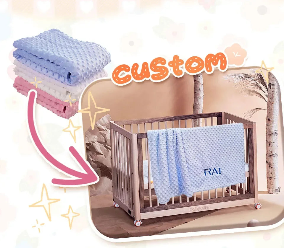Personalised Soft Plush Baby Blanket with Name – Custom Newborn Gift