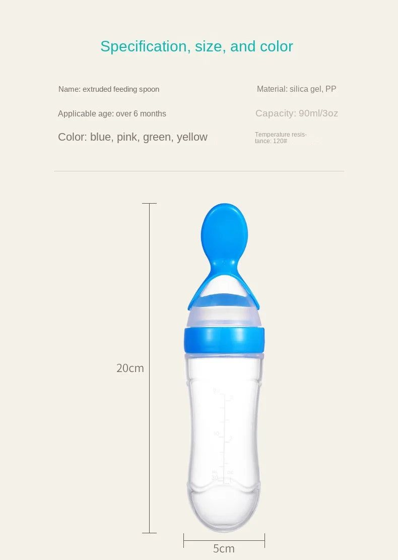 Squeezed Milk Bottle Food Grade Silicone Newborn Training Spoon Baby Grain Food Supplement Feeder Safe and Practical