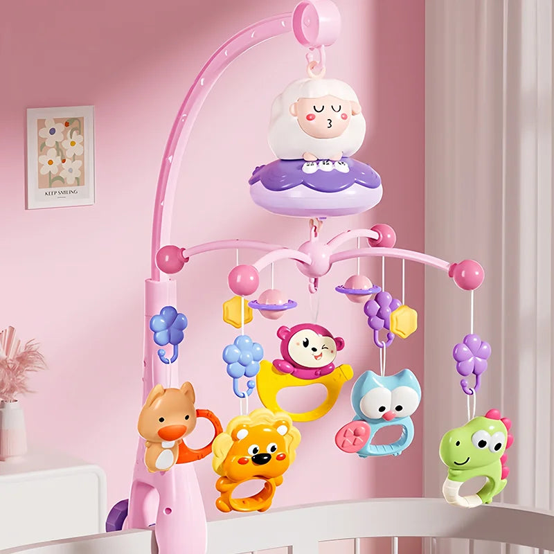 360° Musical Baby Crib Mobile Rotating Night Light Bed Bell Toy Four Speed Timming Hanging Infant Newborn Rattle Bedside Gift