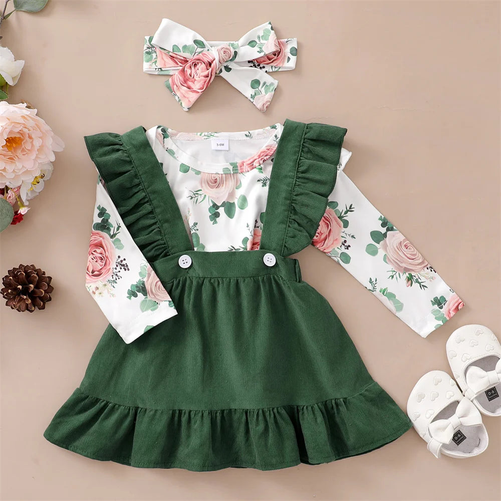 Newborn Baby Girl 3-Piece Floral Outfit Set