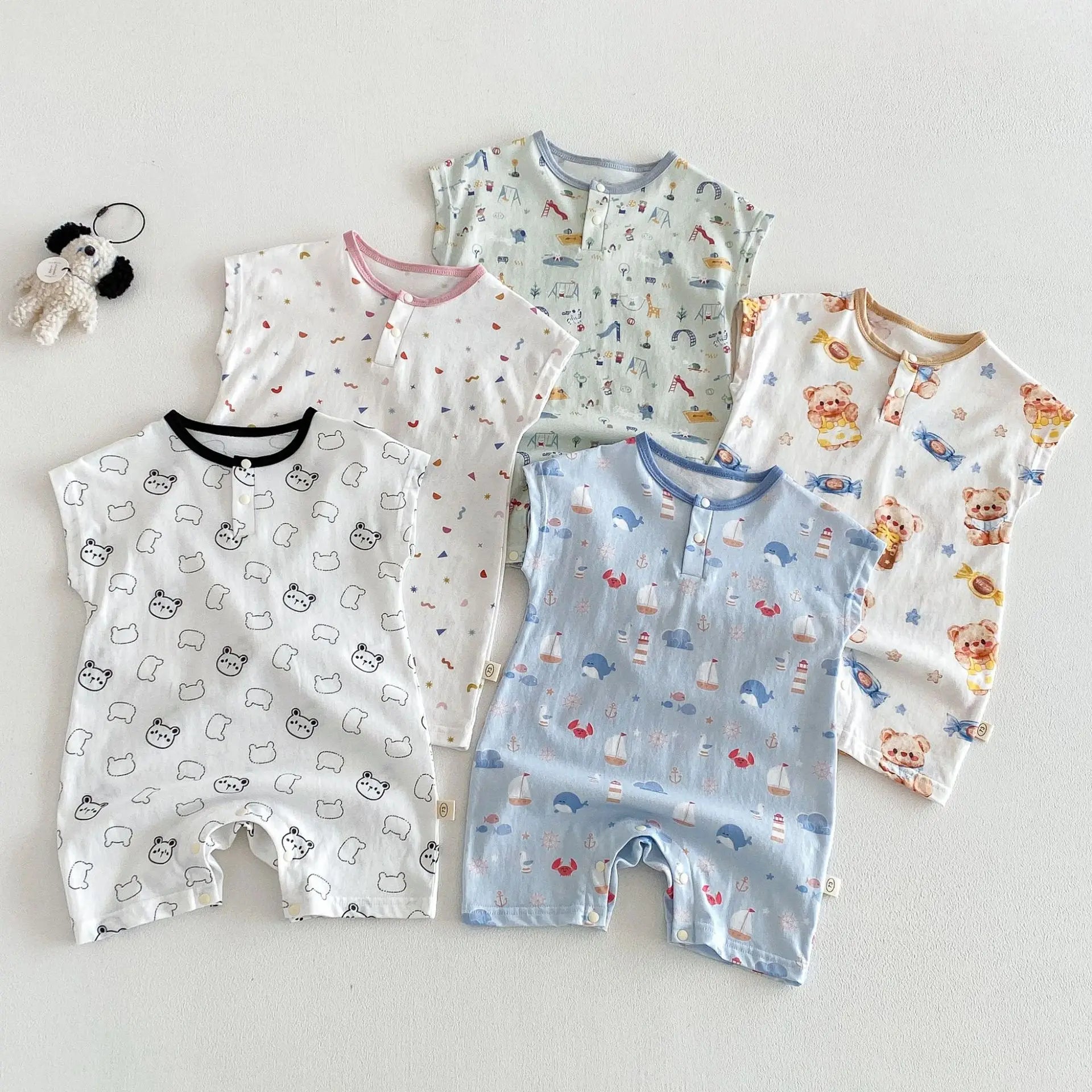 Baby Cartoon Print Summer Romper | Sleeveless Snap Bodysuit 3–24M