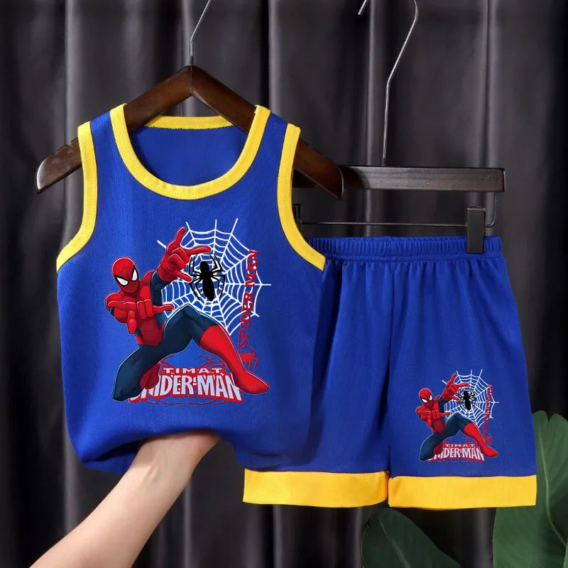 Boys Superhero Basketball Outfit Set – Breathable Mesh Vest & Shorts
