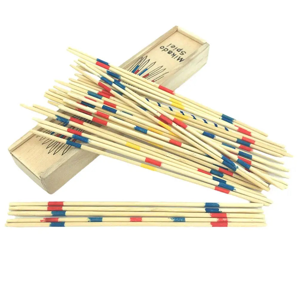 Wooden Mikado Pick Up Sticks Game Set with Storage Box