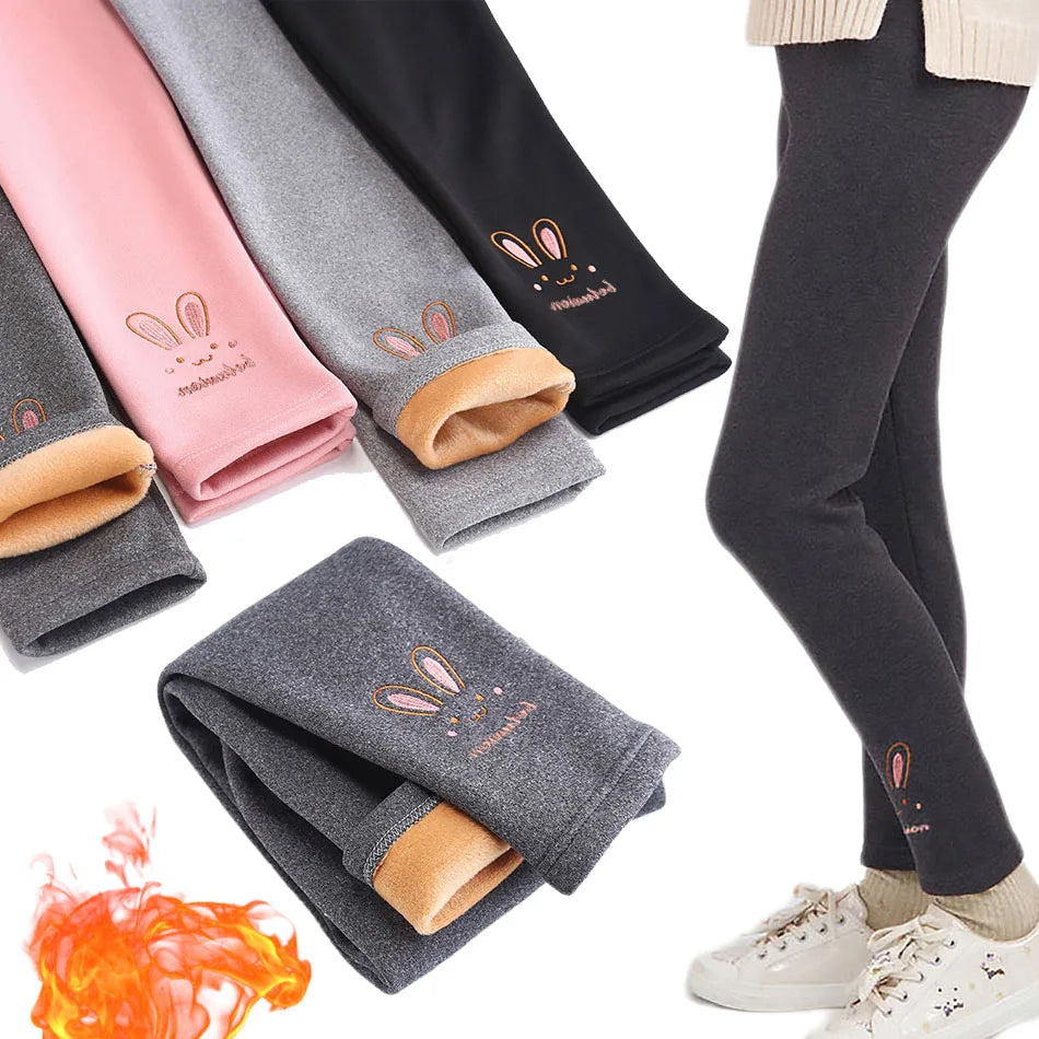 Girls Fleece-Lined Bunny Leggings (3-8Y)