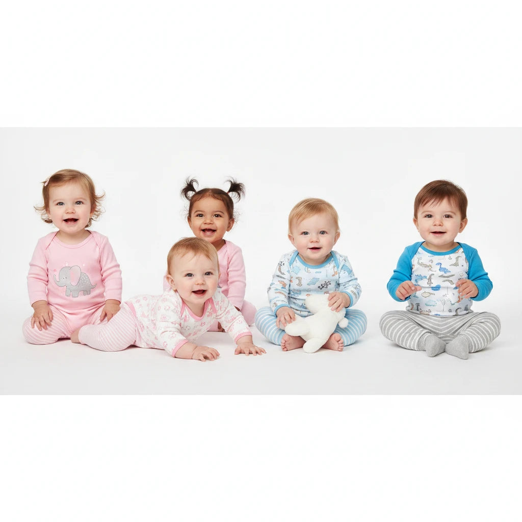8-Piece Baby Bodysuit & Pants Set – Long Sleeve Cotton Unisex