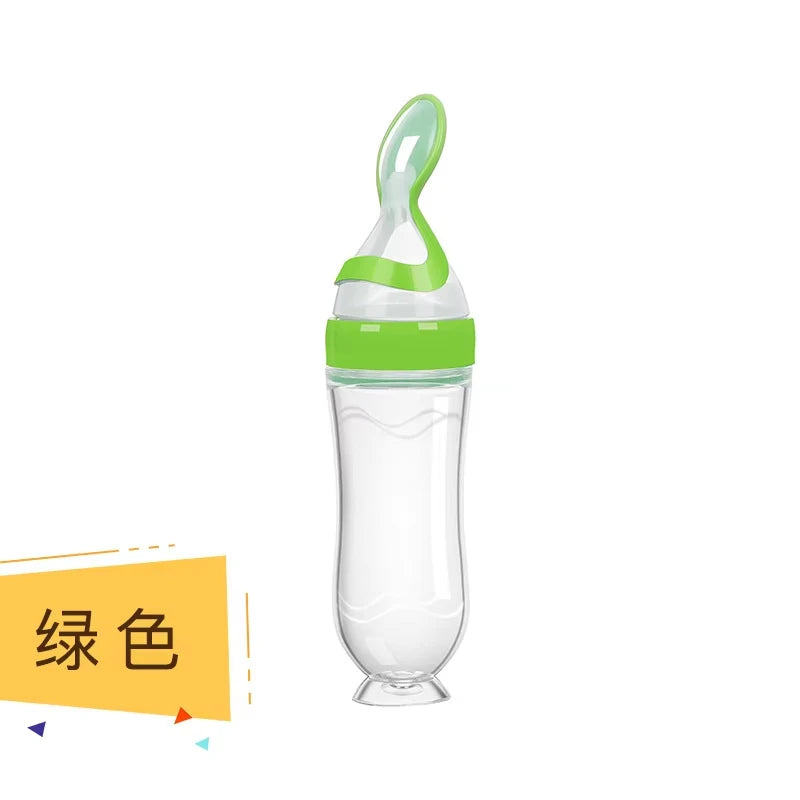 90ML Safe Newborn Baby Feeding Bottle Toddler Silicone Squeeze Feeding Spoon Milk Bottle Training Feeder Food Supplement Tools