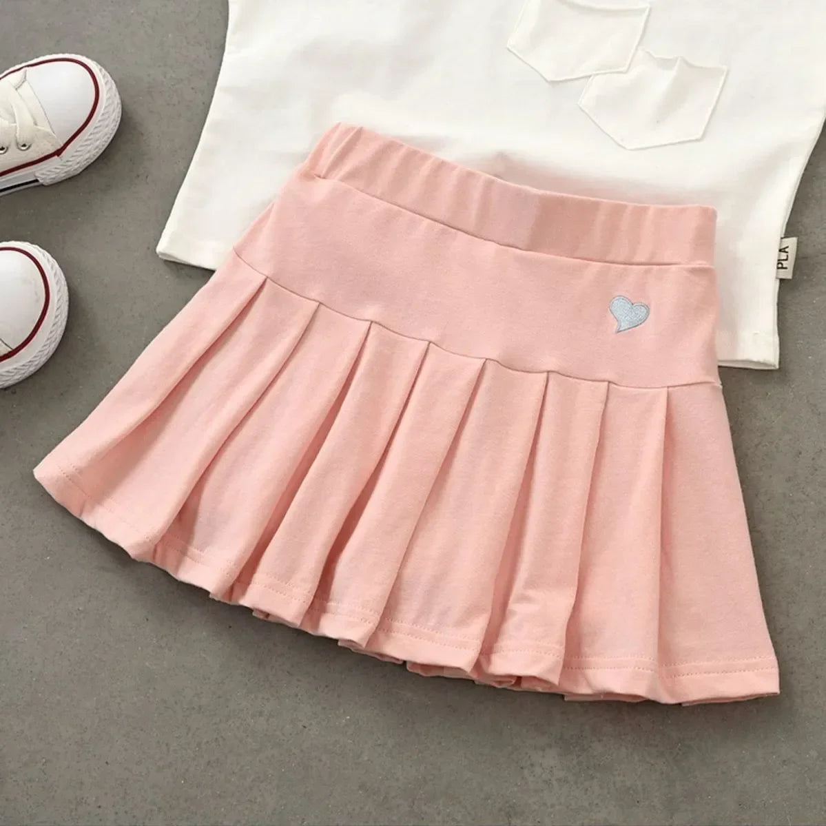 Girls Pleated Skirt with Built-In Safety Shorts